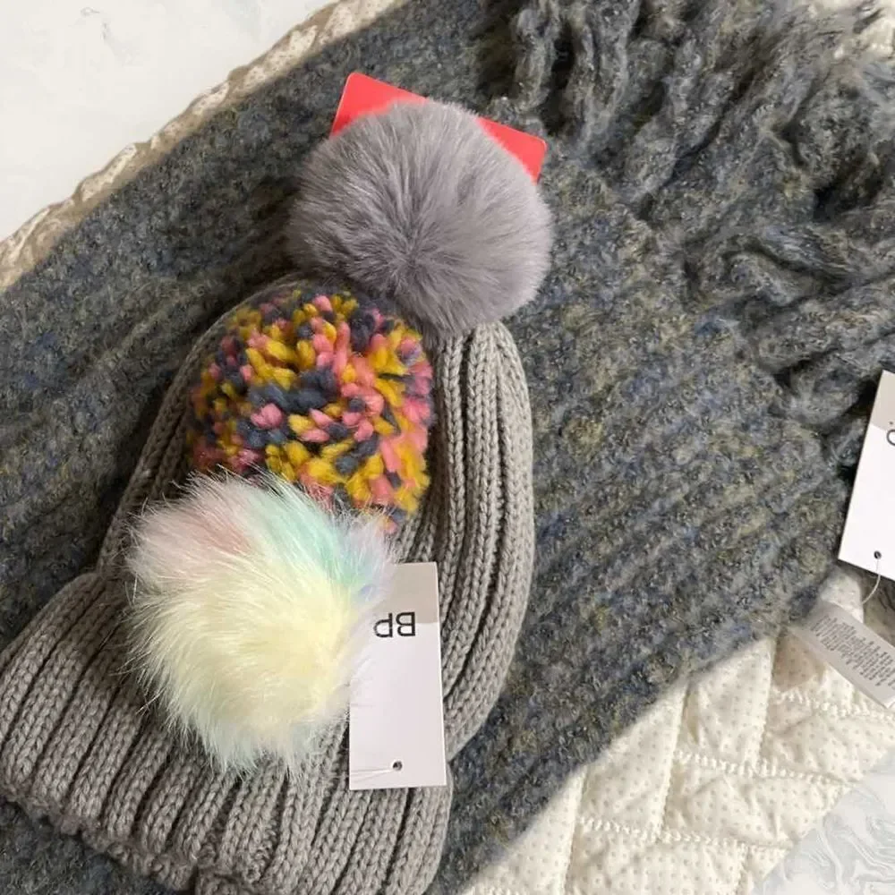 NWT BP Bundle of One Pick-A-Pom Beanie/ Interchangeable Poms and Scarf - One Siz
